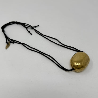 Estate John Iversen Pebble Pendant Sterling Silver Vermeil 24KT Gold on Black Silk Cord