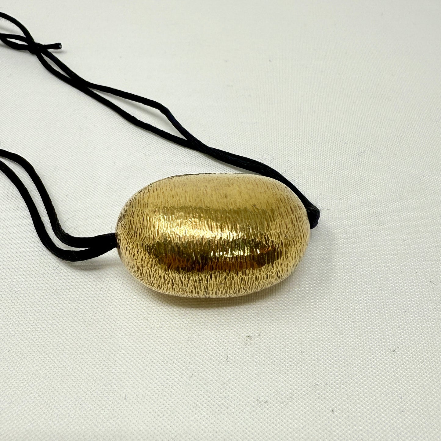 Estate John Iversen Pebble Pendant Sterling Silver Vermeil 24KT Gold on Black Silk Cord