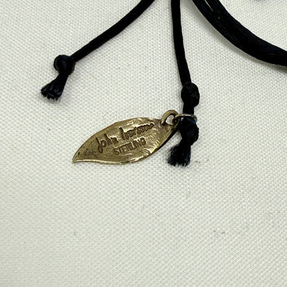 Estate John Iversen Pebble Pendant Sterling Silver Vermeil 24KT Gold on Black Silk Cord