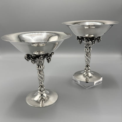 Estate Vintage Georg Jensen Sterling Silver Grape Tazza No 263B Pair