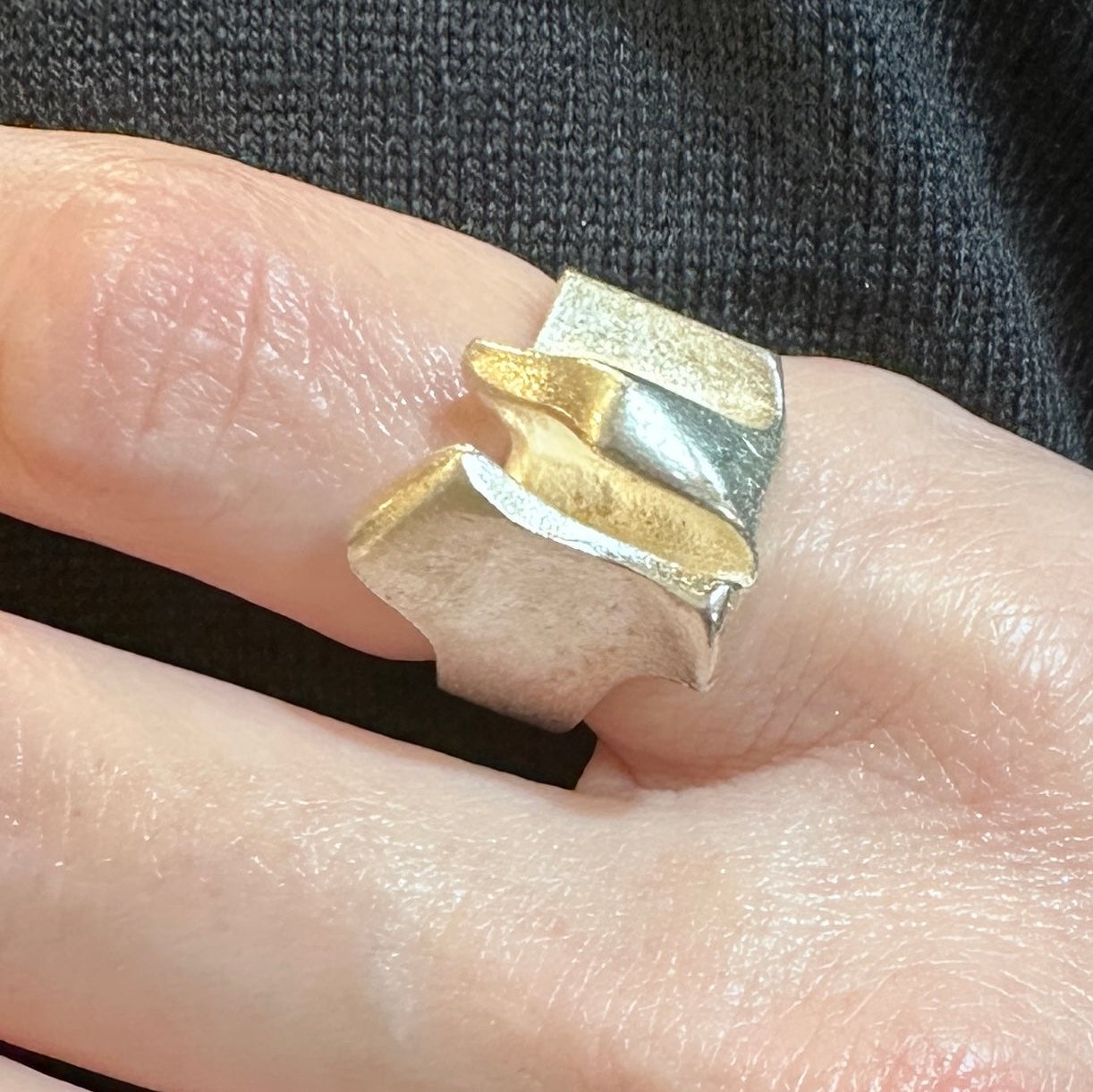 Estate Sterling Silver Lapponia Abstract Ring by Björn Weckström