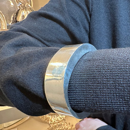 Estate Sterling Silver Wide Oval Bangle by Jondell