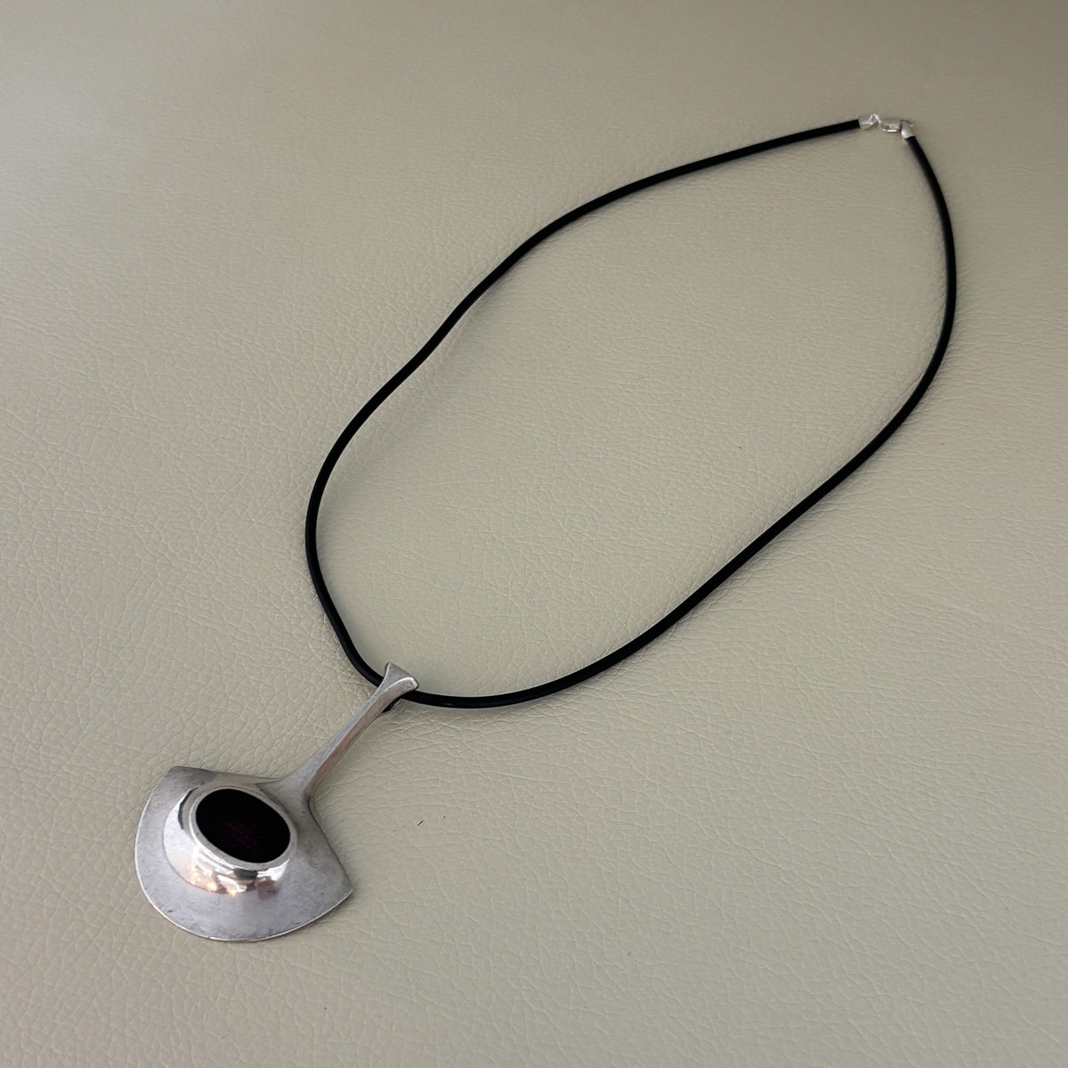 Estate David Andersen Sterling Silver & Purple Enamel Pendant by