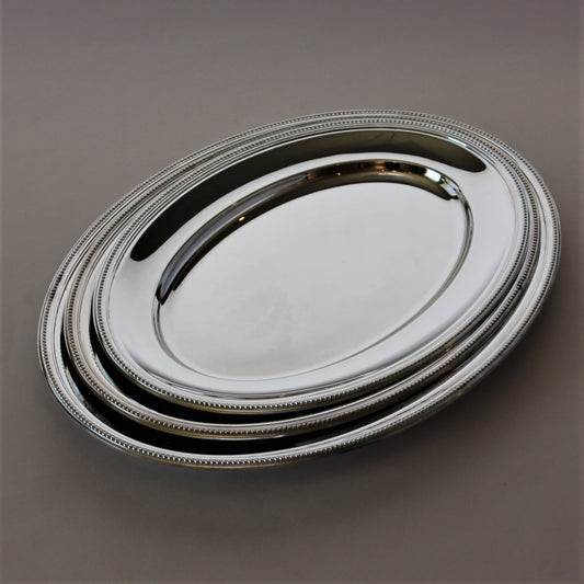 Estate Christofle France Silver Plated "Perles" Oval Serving Platter