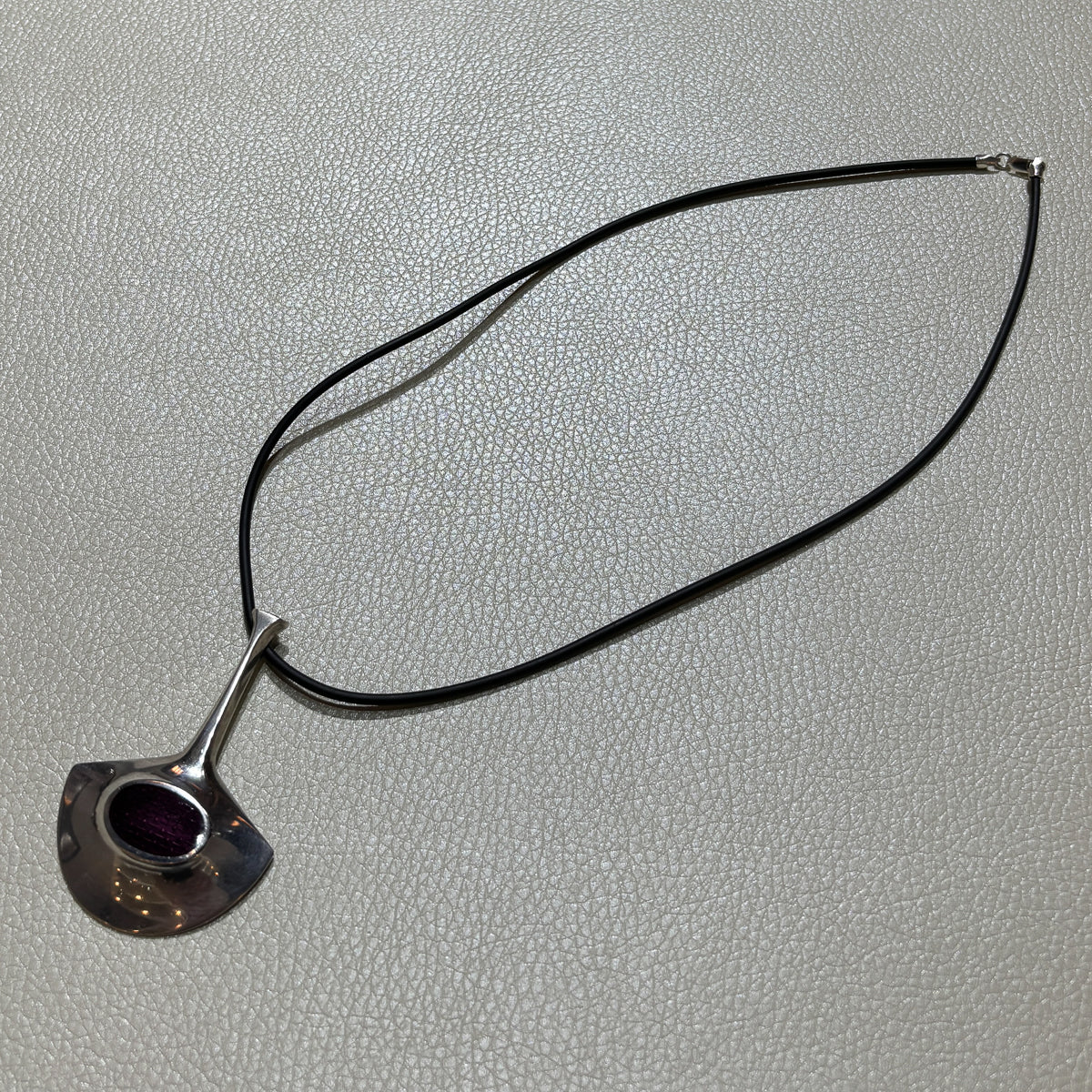 Estate David Andersen Sterling Silver & Purple Enamel Pendant by