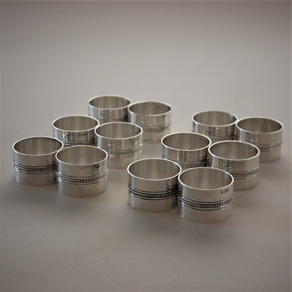 Estate Christofle France Silver Plated "Perles" Napkin Rings Set of 12