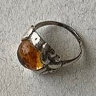 Estate Georg Jensen Early Sterling Silver Ring with Amber Design No 11A