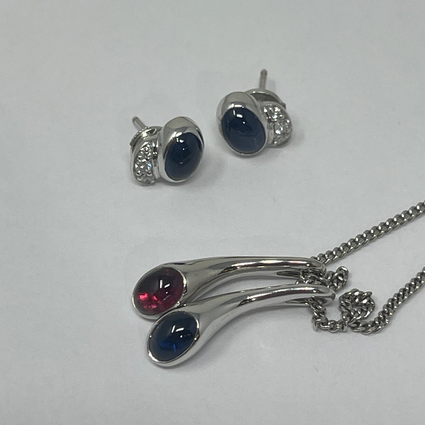 Georg Jensen 18K White Gold "Carnival" Sapphire Earrings with Diamonds