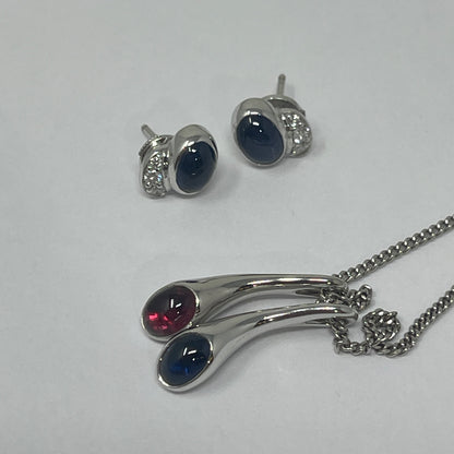 Georg Jensen 18K White Gold "Carnival" Sapphire Earrings with Diamonds