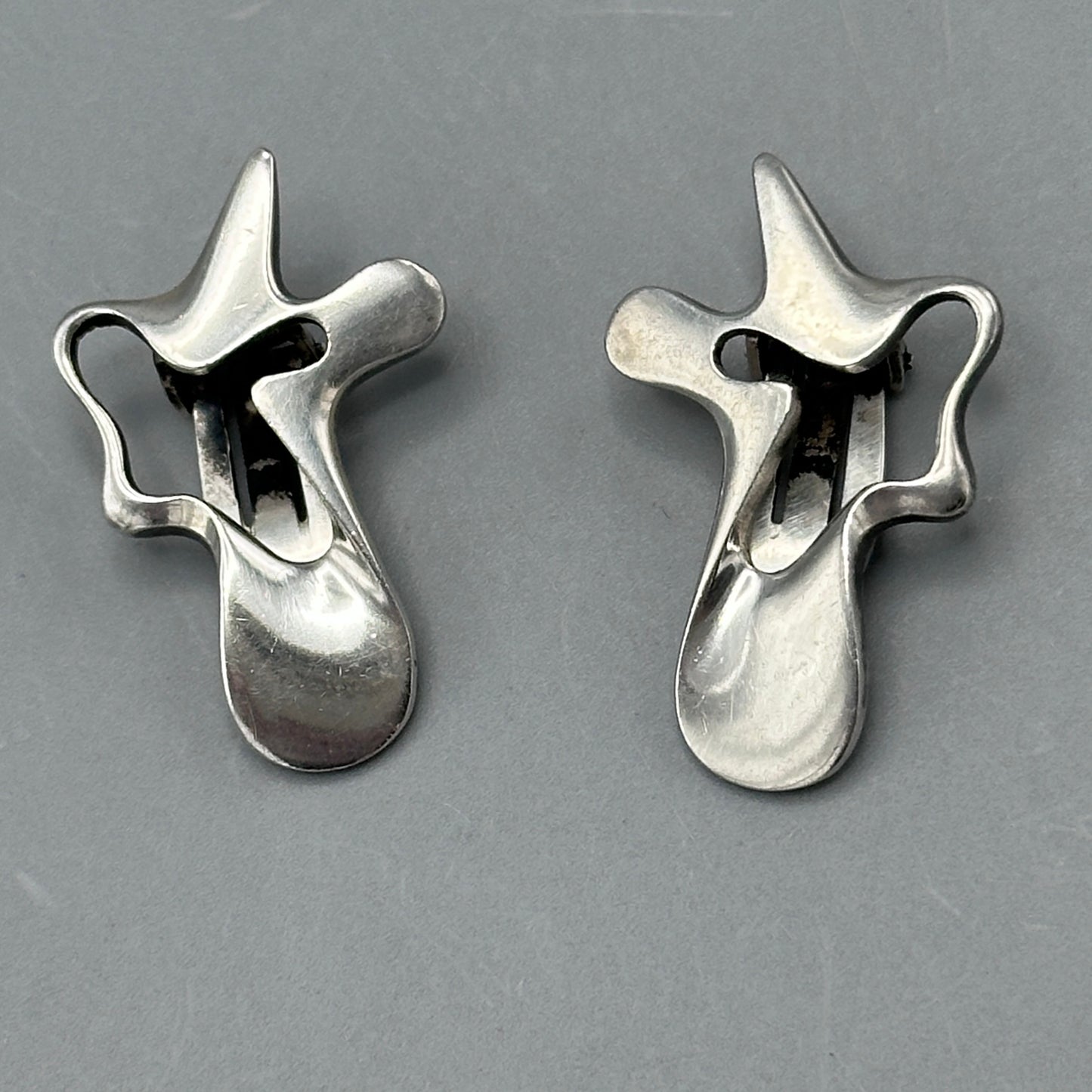Estate Georg Jensen Sterling Silver "Splash" Earrings by Henning Koppel No 118
