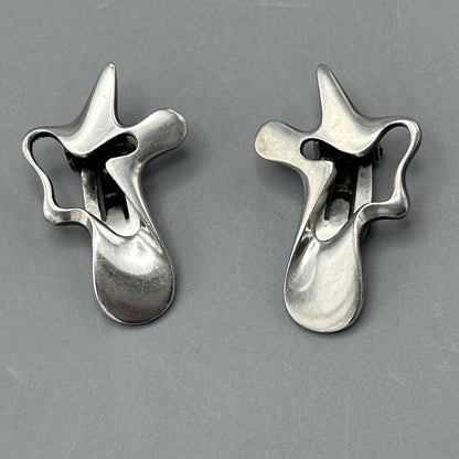 Estate Georg Jensen Sterling Silver "Splash" Earrings by Henning Koppel No 118