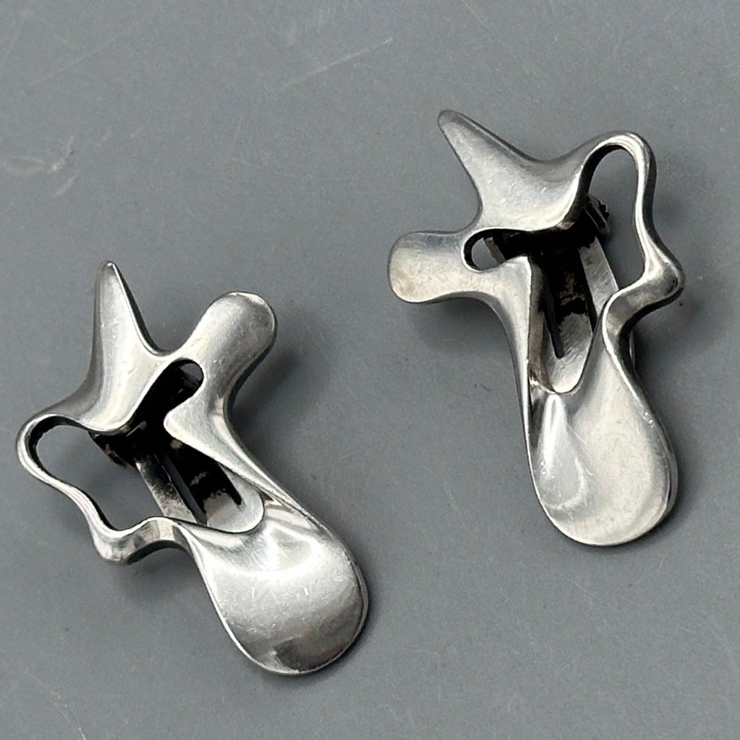 Estate Georg Jensen Sterling Silver "Splash" Earrings by Henning Koppel No 118