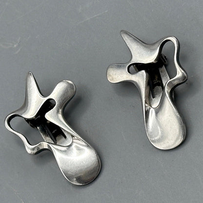 Estate Georg Jensen Sterling Silver "Splash" Earrings by Henning Koppel No 118