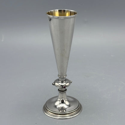 Estate 800 Silver Bud Vase with Carnelian Cabochon