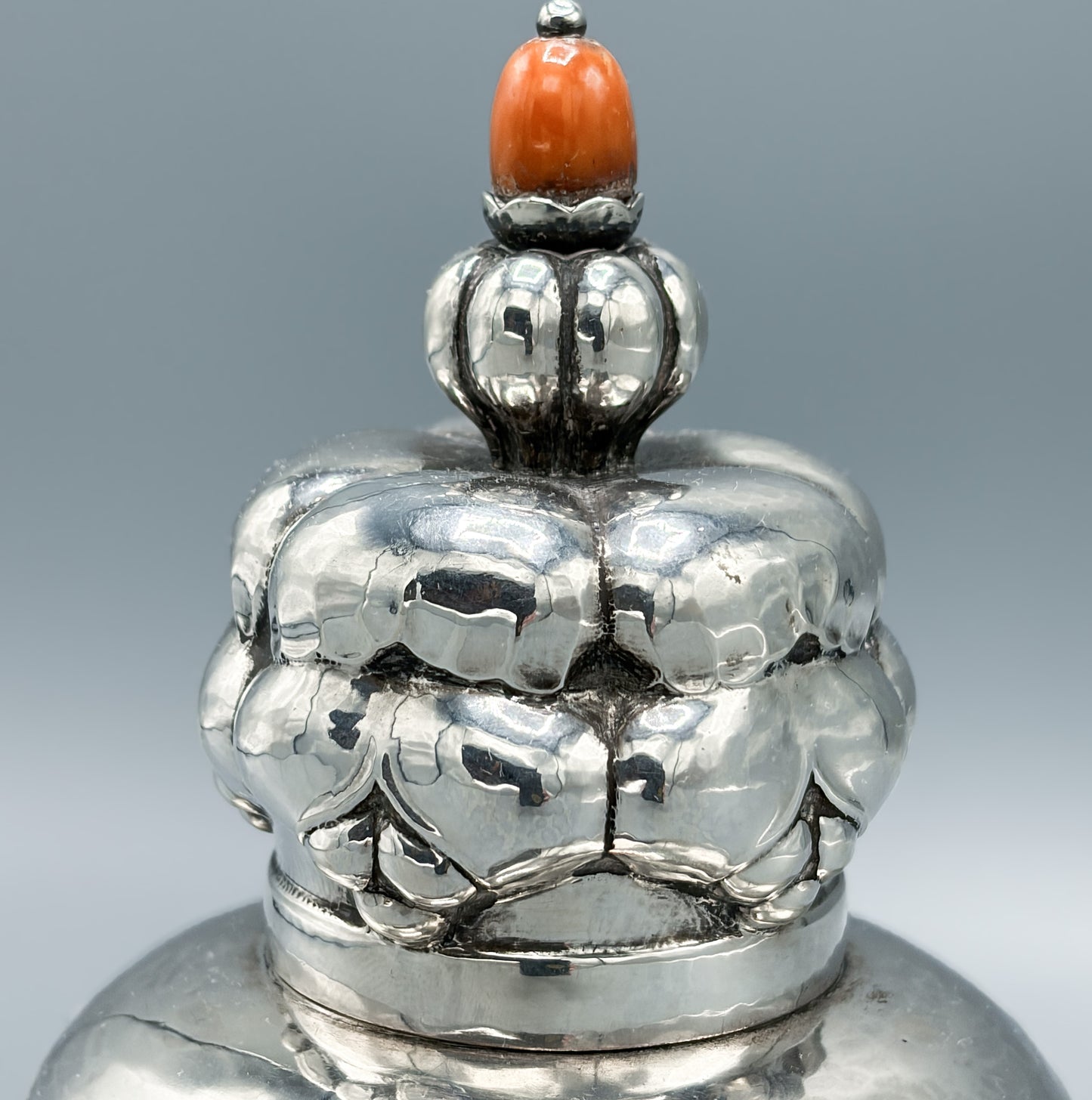 Estate Georg Jensen 830 Silver Art Nouveau Tea Caddy with Amber Finial no.137