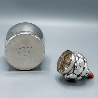 Estate Georg Jensen 830 Silver Art Nouveau Tea Caddy with Amber Finial no.137