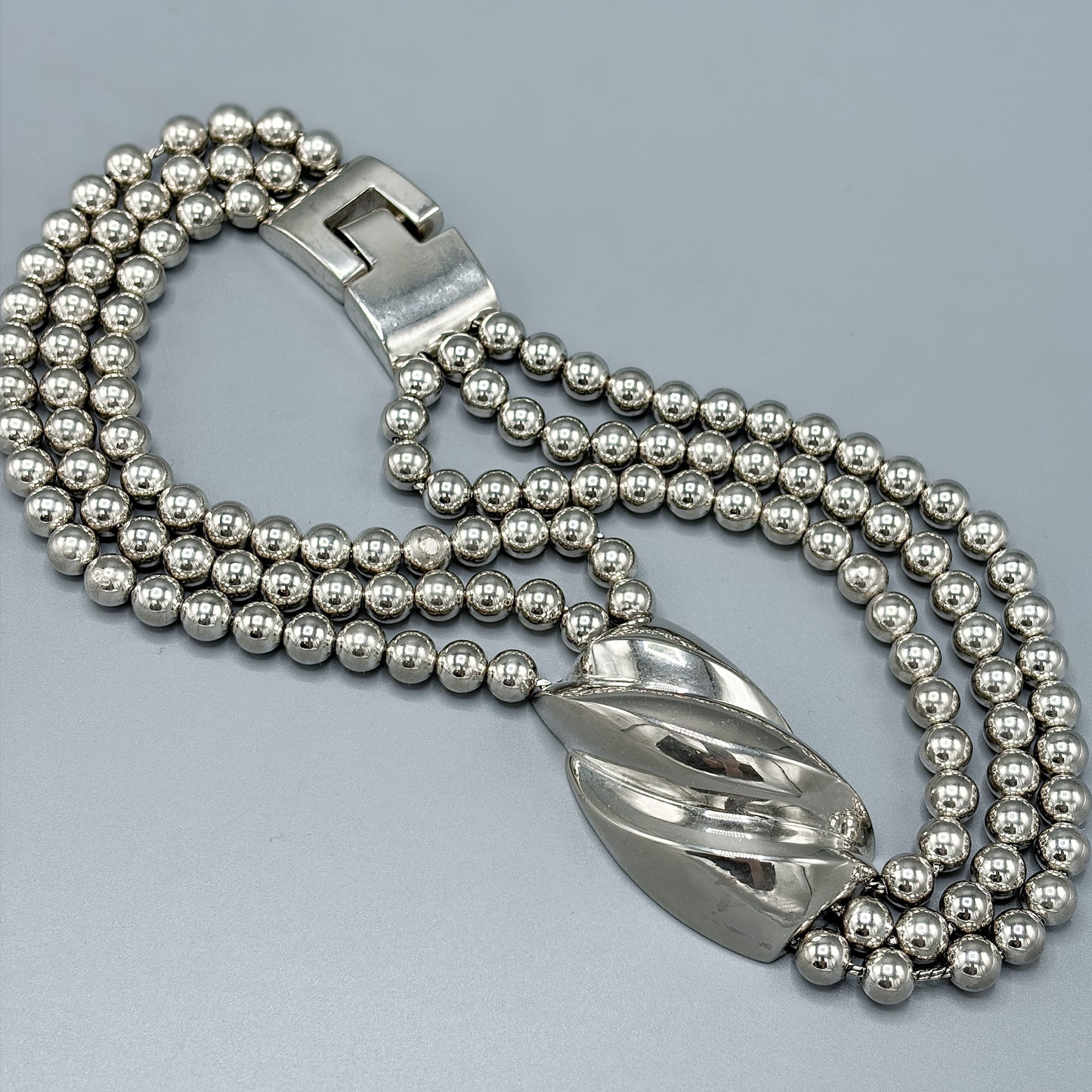Estate Sterling Silver 3 Strand Necklace by Von Musulin