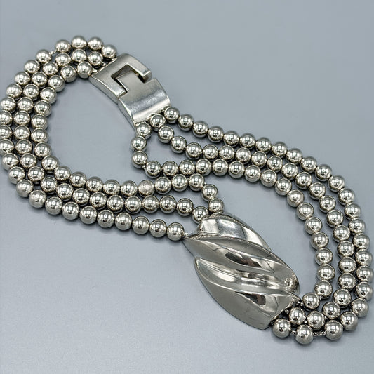 Estate Sterling Silver 3 Strand Necklace by Von Musulin