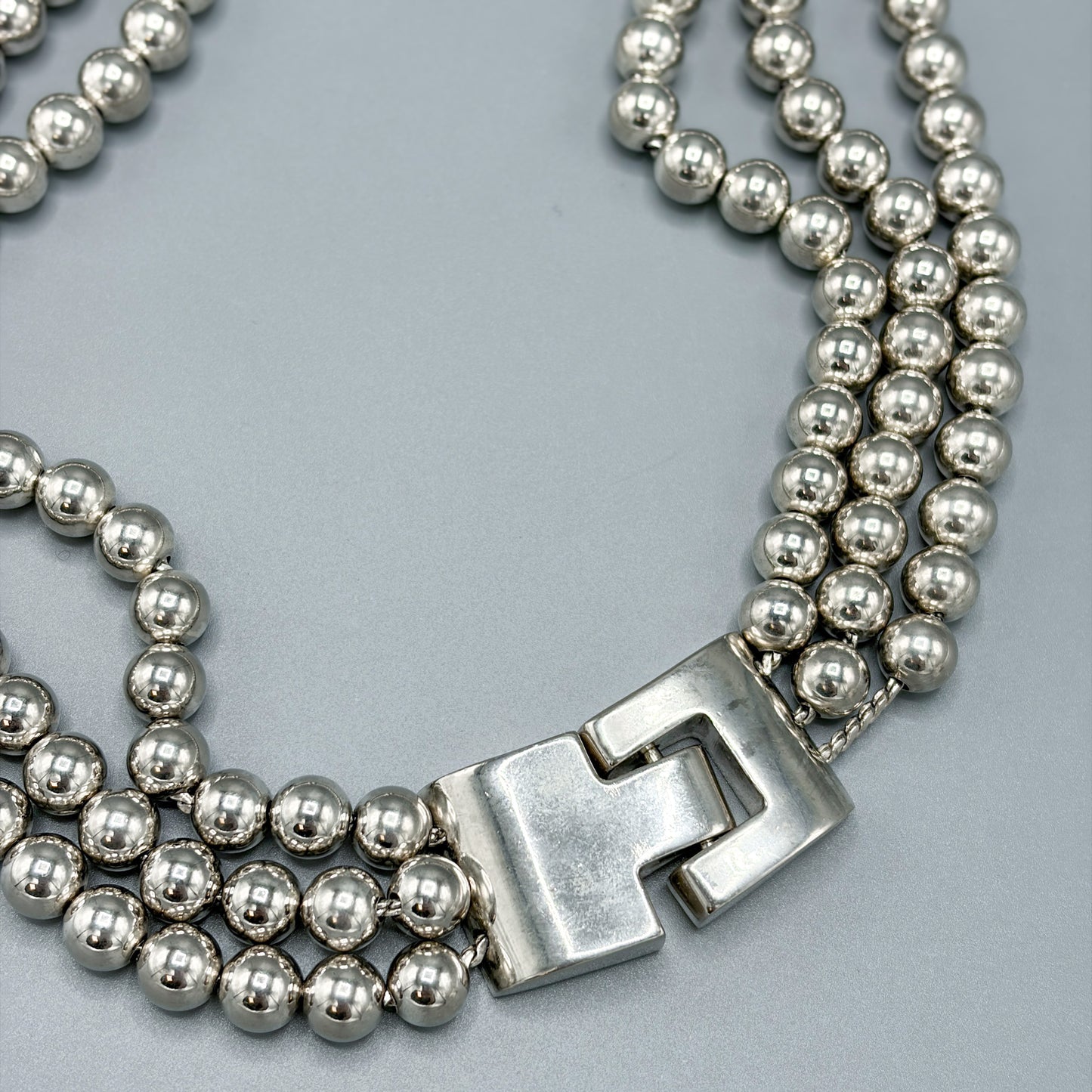 Estate Sterling Silver 3 Strand Necklace by Von Musulin