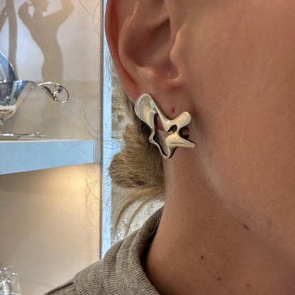 Estate Georg Jensen Sterling Silver "Splash" Earrings by Henning Koppel No 118