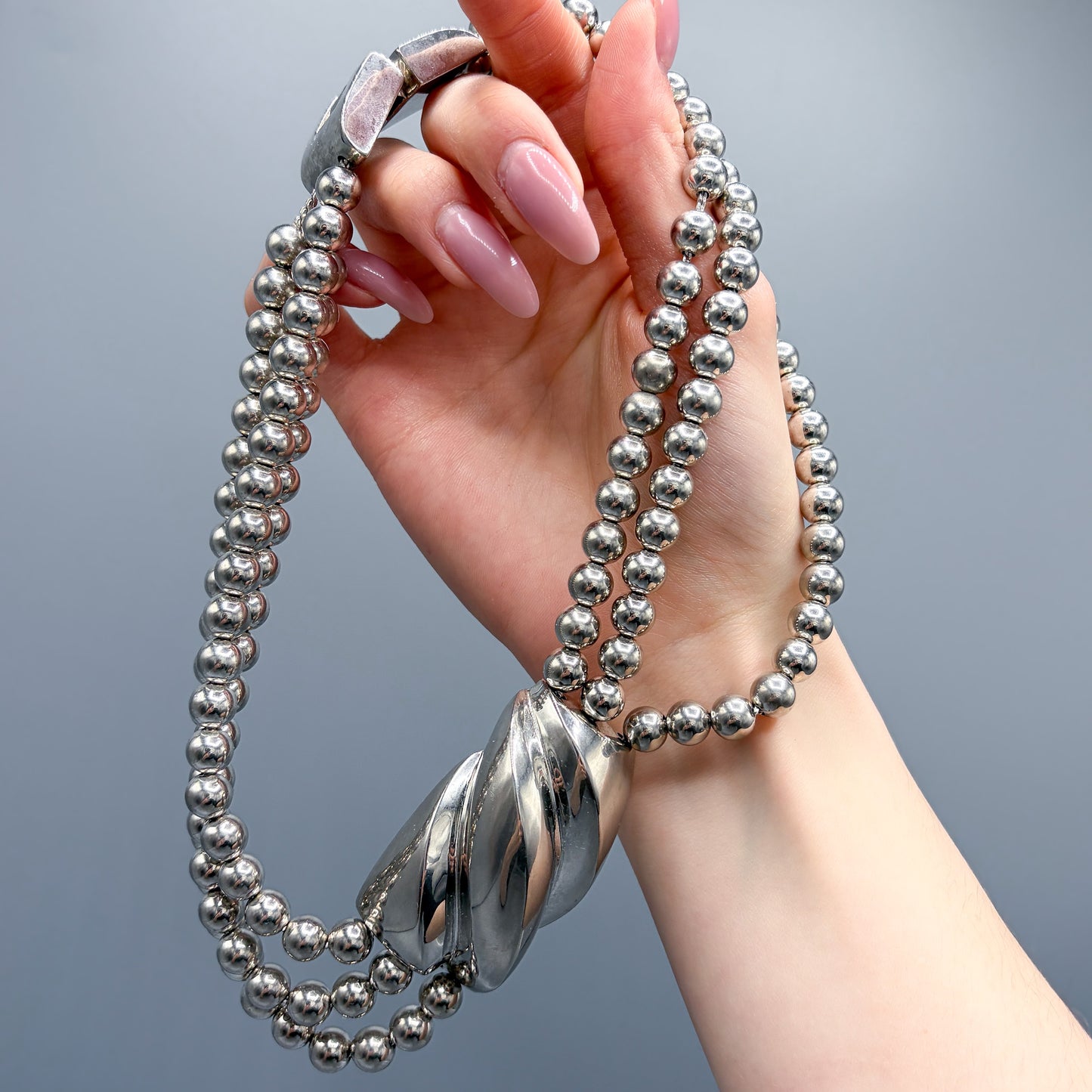 Estate Sterling Silver 3 Strand Necklace by Von Musulin