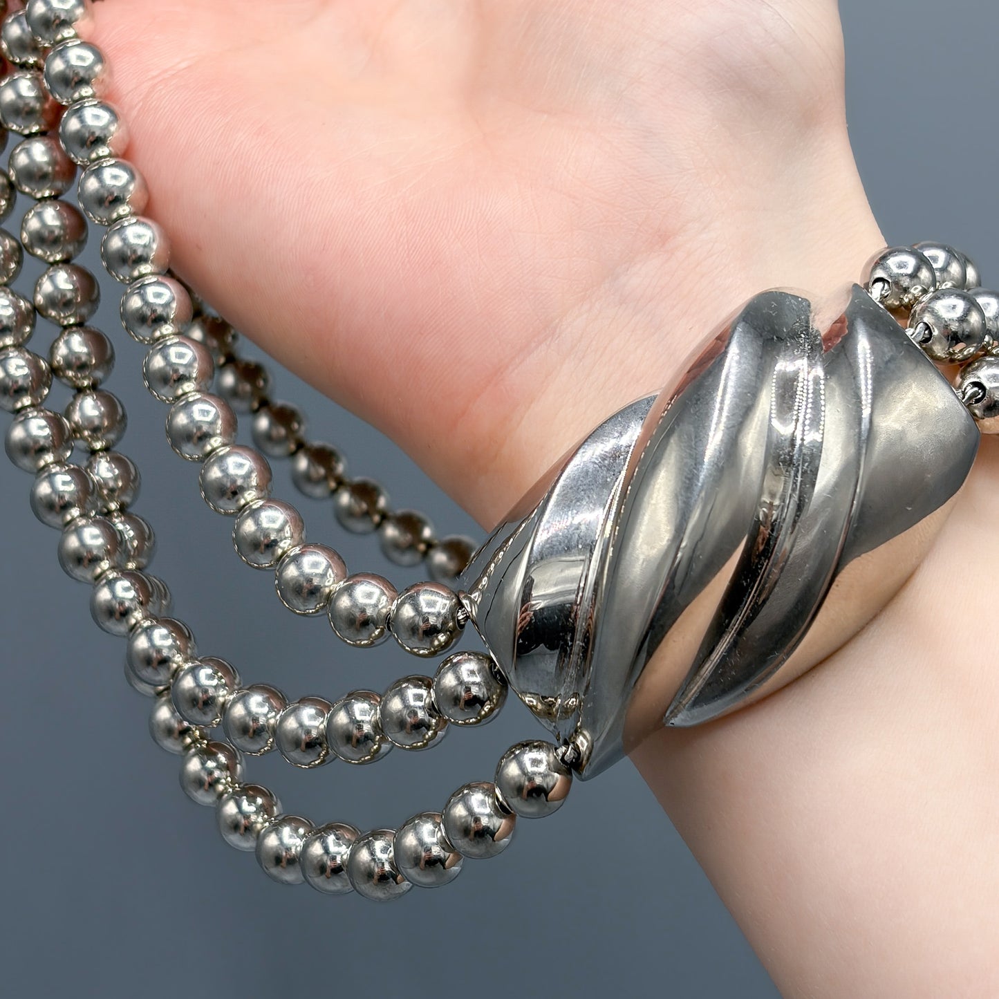 Estate Sterling Silver 3 Strand Necklace by Von Musulin