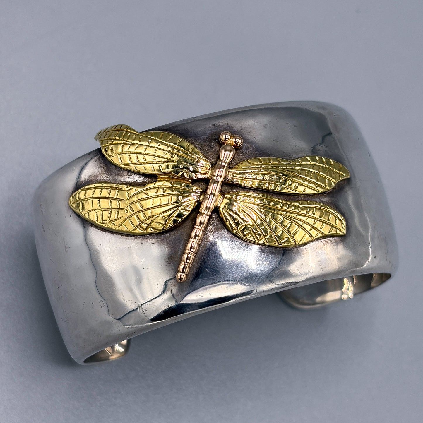 Estate Tiffany & Co Sterling Silver and 18K Gold Dragonfly Cuff