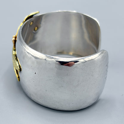 Estate Tiffany & Co Sterling Silver and 18K Gold Dragonfly Cuff
