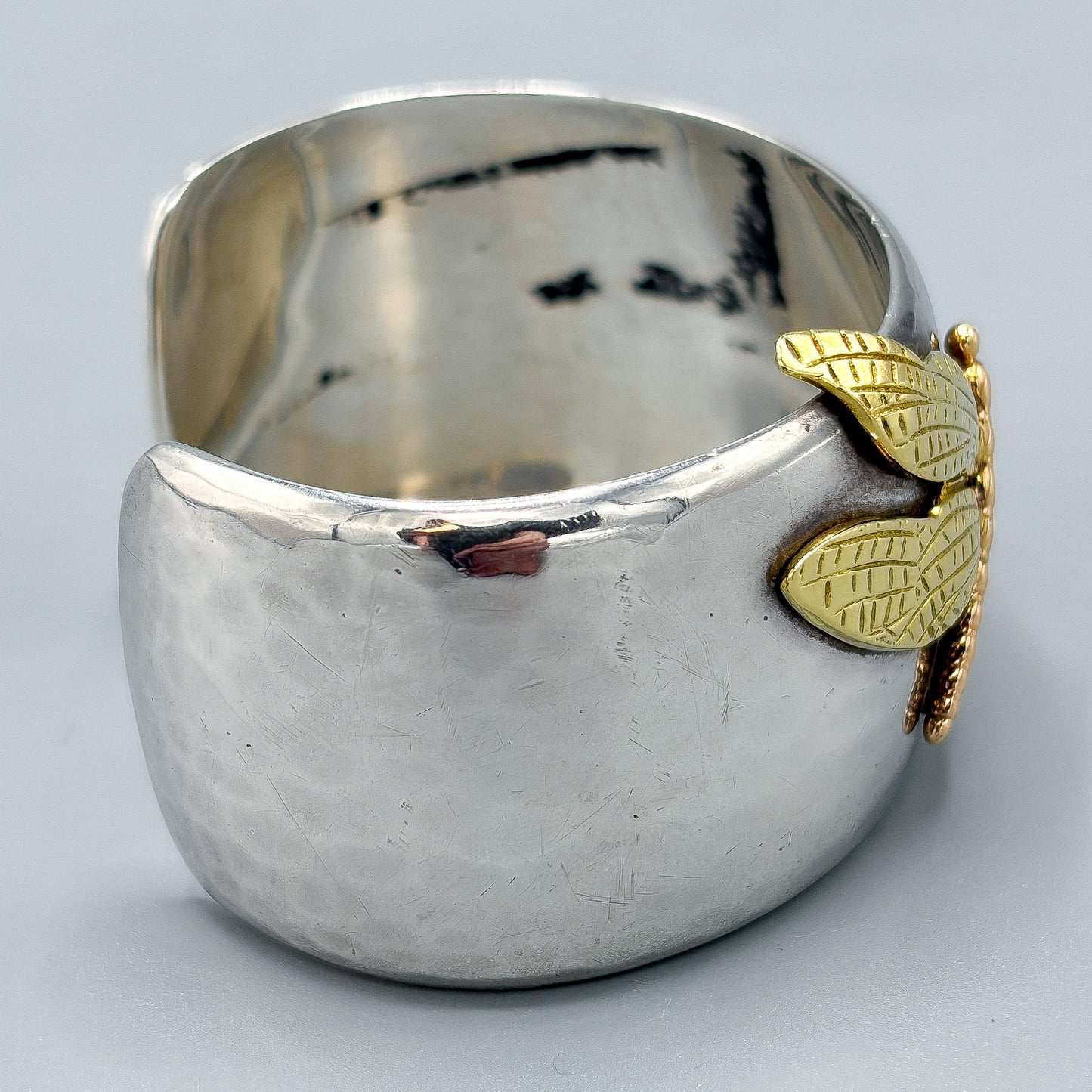 Estate Tiffany & Co Sterling Silver and 18K Gold Dragonfly Cuff