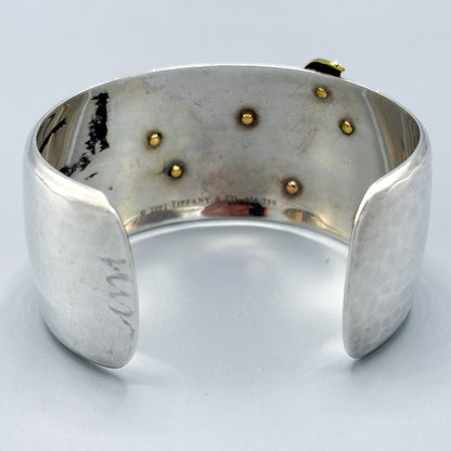 Estate Tiffany & Co Sterling Silver and 18K Gold Dragonfly Cuff