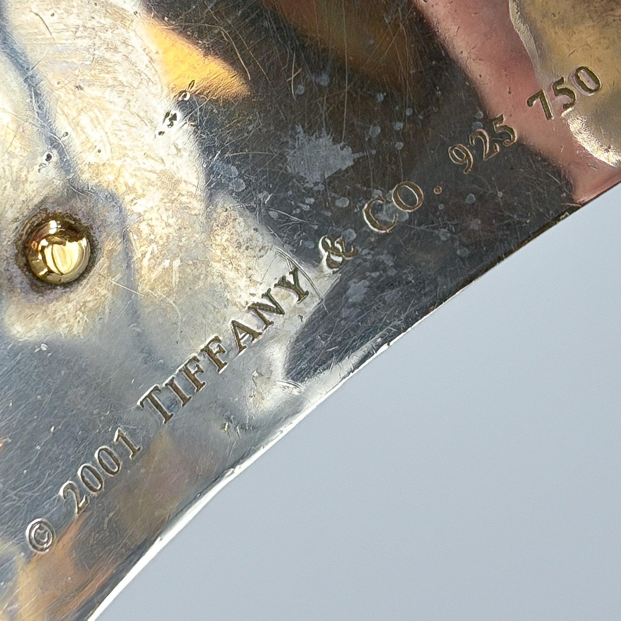 Estate Tiffany & Co Sterling Silver and 18K Gold Dragonfly Cuff