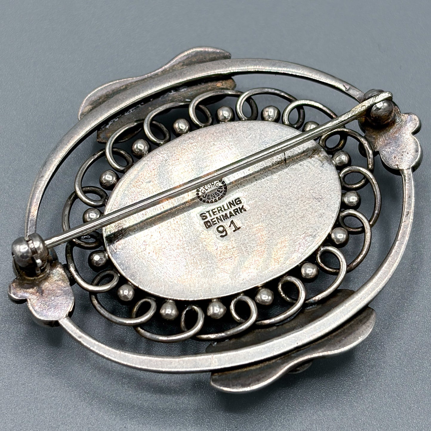 Georg Jensen Sterling Silver Brooch with Carnelian No. 91