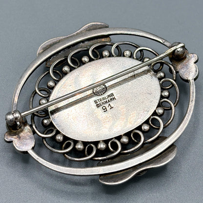 Georg Jensen Sterling Silver Brooch with Carnelian No. 91