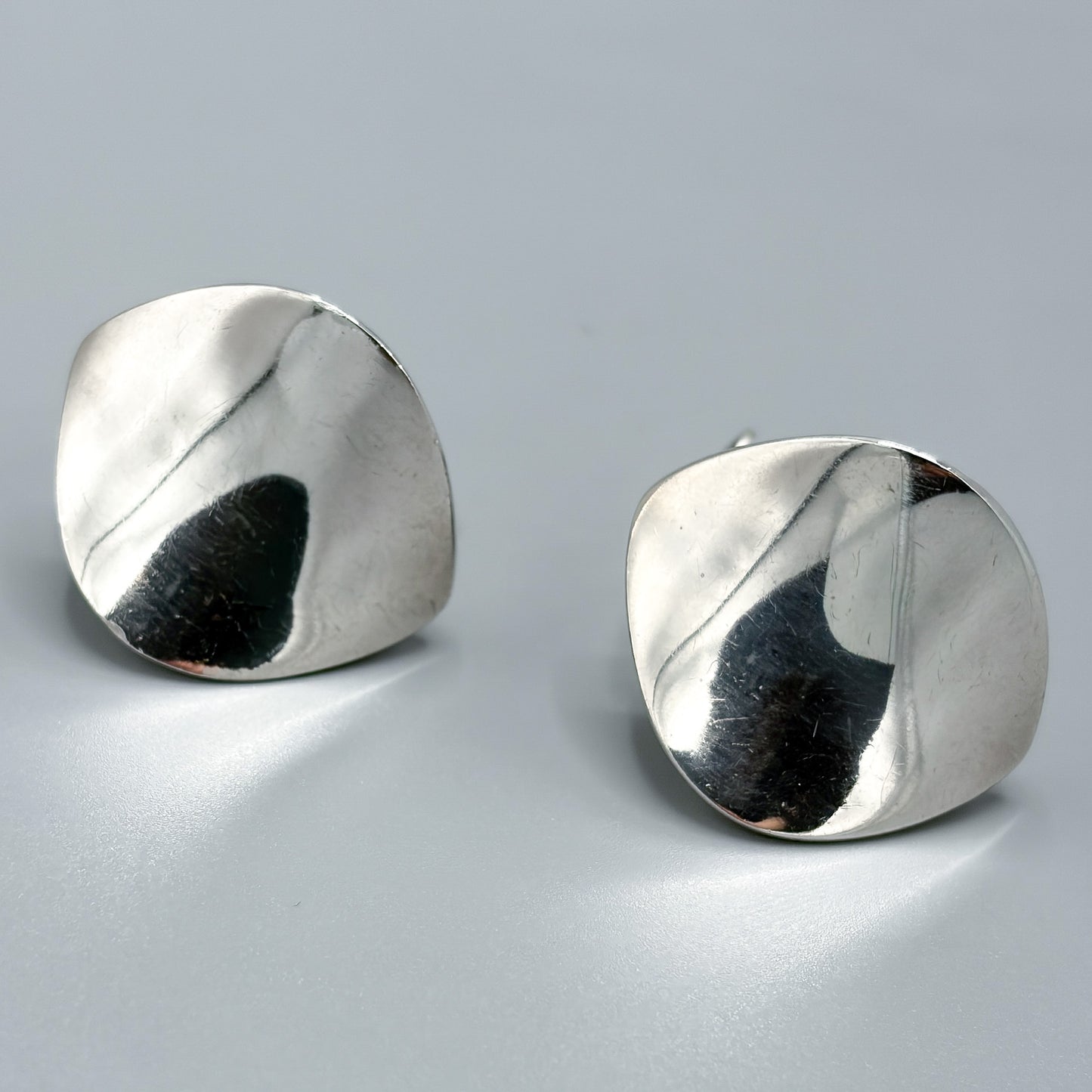 Estate Georg Jensen Sterling Silver Modernist Clip-On Earrings No. 131 by Nanna Ditzel