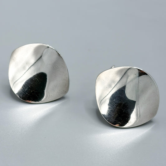 Estate Georg Jensen Sterling Silver Modernist Clip-On Earrings No. 131 by Nanna Ditzel