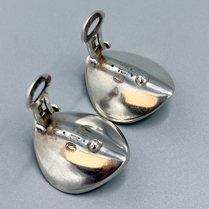 Estate Georg Jensen Sterling Silver Modernist Clip-On Earrings No. 131 by Nanna Ditzel