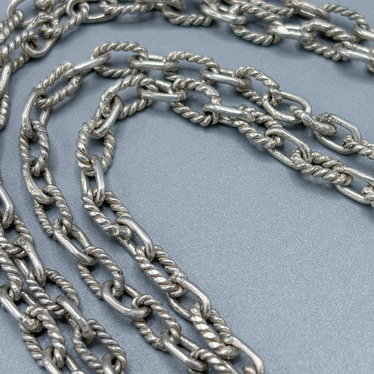 Antique Sterling Silver Rustic Heavy Link Chain Necklace