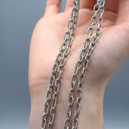 Antique Sterling Silver Rustic Heavy Link Chain Necklace