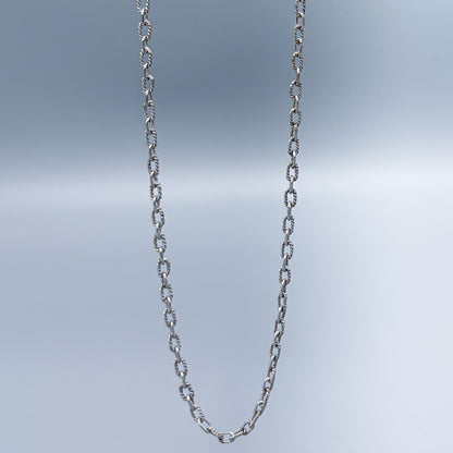 Antique Sterling Silver Rustic Heavy Link Chain Necklace