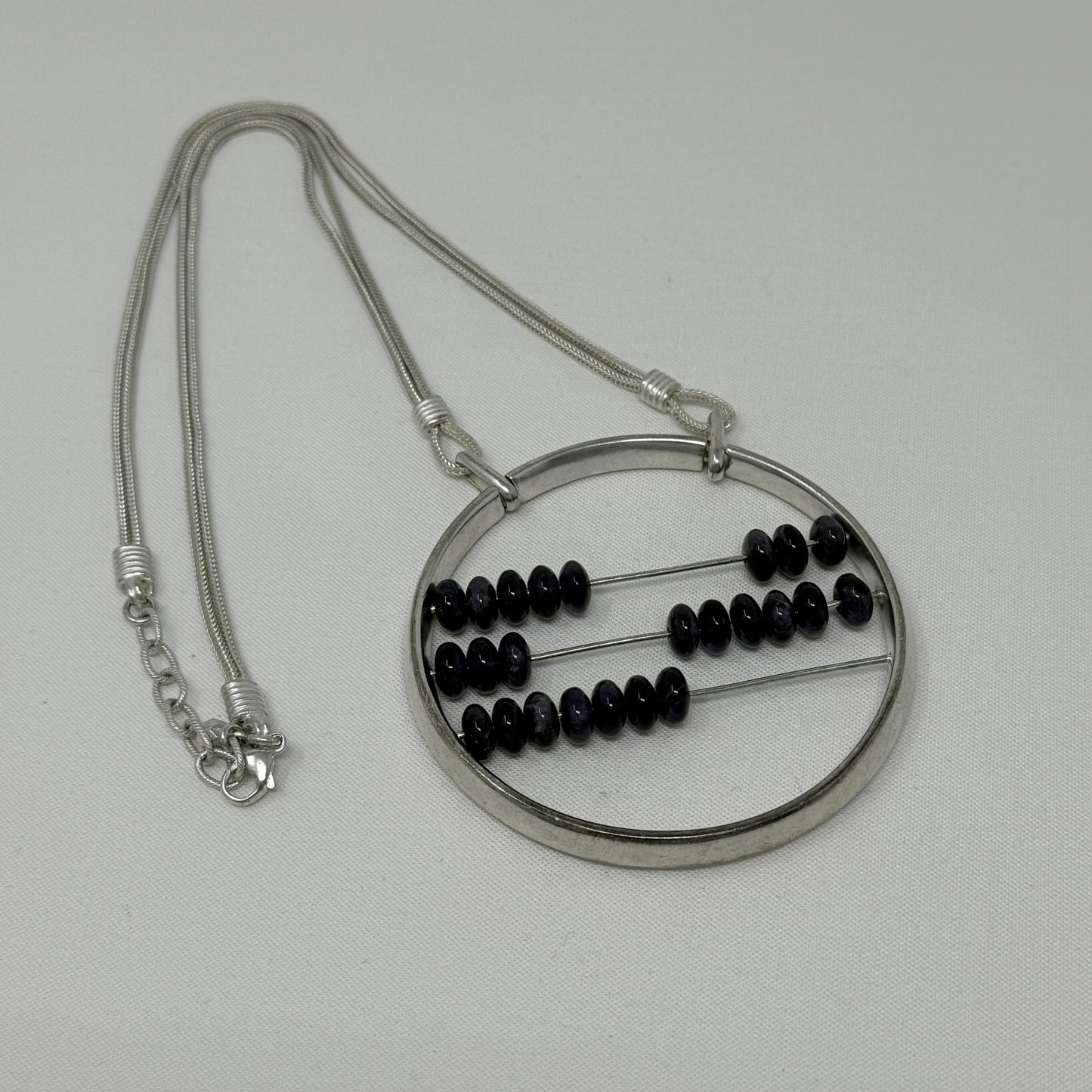 Estate Jean Paul Gaultier Sterling Silver and Amethyst Abacus Medallion Necklace