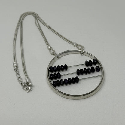 Estate Jean Paul Gaultier Sterling Silver and Amethyst Abacus Medallion Necklace