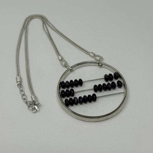 Estate Jean Paul Gaultier Sterling Silver and Amethyst Abacus Medallion Necklace