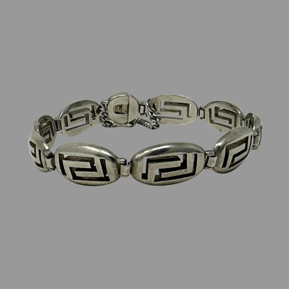Estate Sterling Silver Greek Key Link Bracelet
