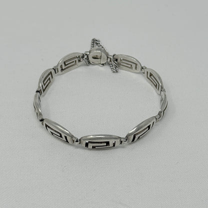 Estate Sterling Silver Greek Key Link Bracelet