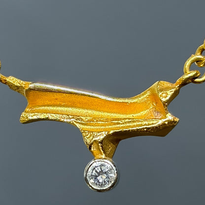 Estate 18K, Diamond Handmade Necklace by Lapponia , Designed by Björn Weckström