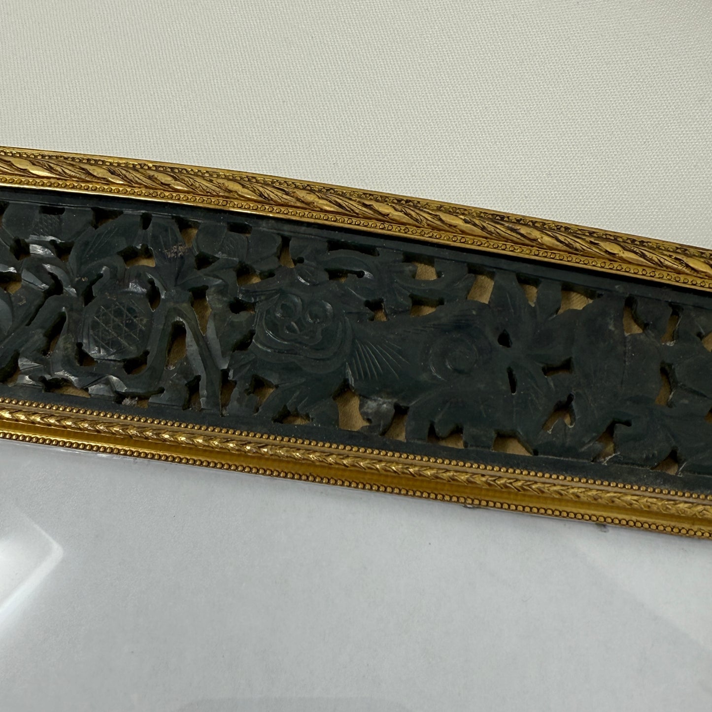 Estate Jade and Antique Bronze Picture Frame