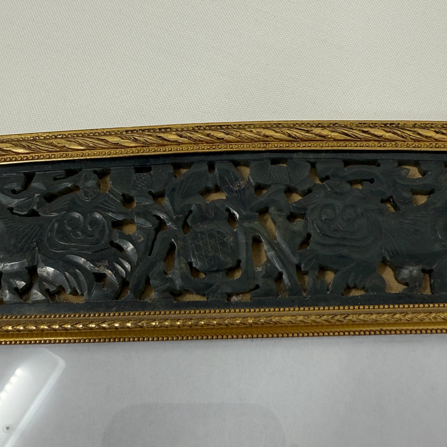 Estate Jade and Antique Bronze Picture Frame