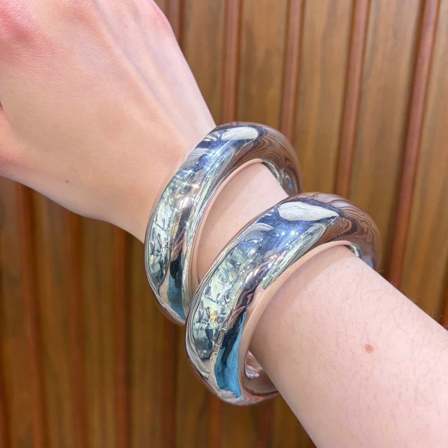 Estate Sterling Silver TIFFANY Donut Bangle c 1980