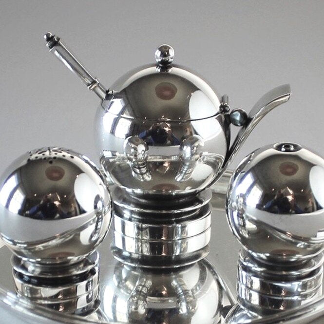 Georg Jensen Sterling Silver Pyramid Cruet Set No.632 by Harald Nielsen