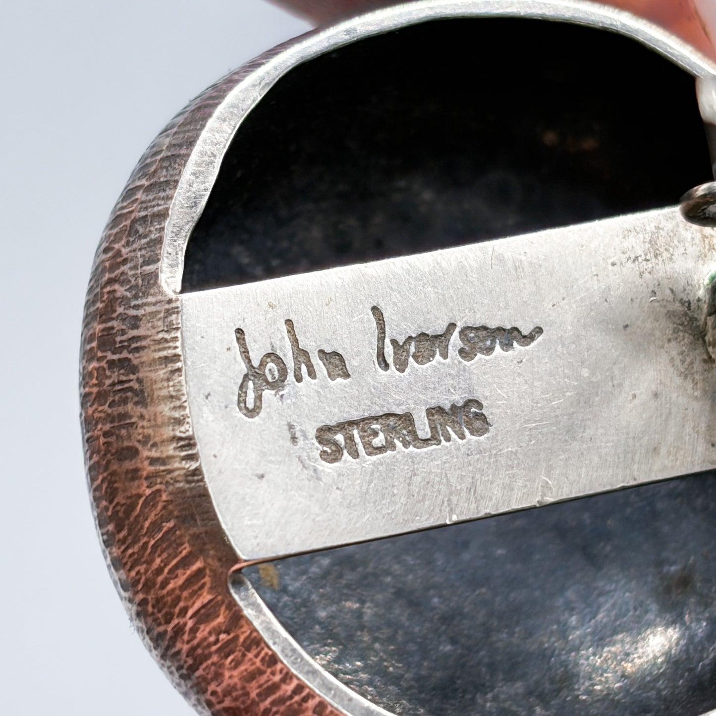 Estate Sterling Silver Brushed Pebble Clip-On Earrings by John Iversen